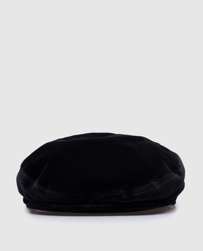 Dolce&Gabbana Черная кепка-коппола из бархата с металлическим патчем логотипа GH587AGG981