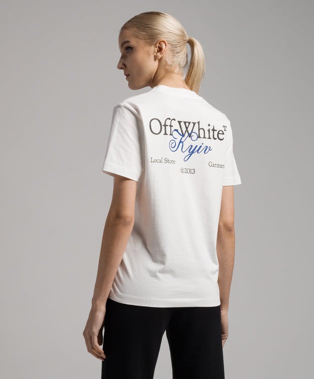 Off-White White t-shirt with Off-White Kyiv print OMAA027G23JER038 image 4