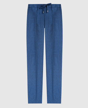 Enrico Mandelli Синие брюки из льна, шерсти и шелка. GYM02B3716