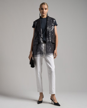 Brunello Cucinelli Синя футболка з ланцюжком моніль M0T18BB300