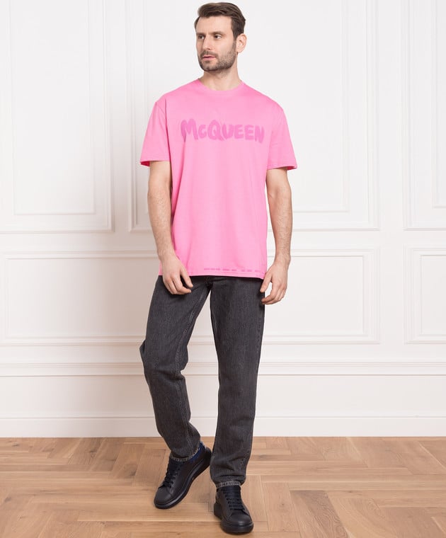 Alexander mcqueen pink t hot sale shirt