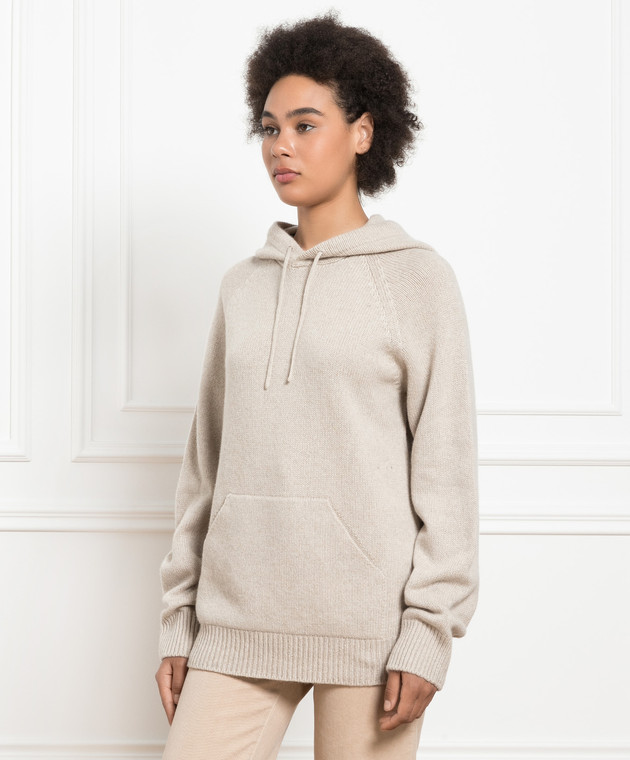 Babe Pay Pls Beige cashmere hoodie MD9681305341R image 3