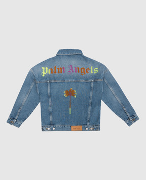 Palm Angels Дитяча синя джинсова куртка Rainbow PA Med Wash PBYE001S23DEN001