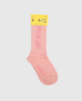 Off-White Дитячі рожеві шкарпетки з логотипом OGRA003F23KNI001