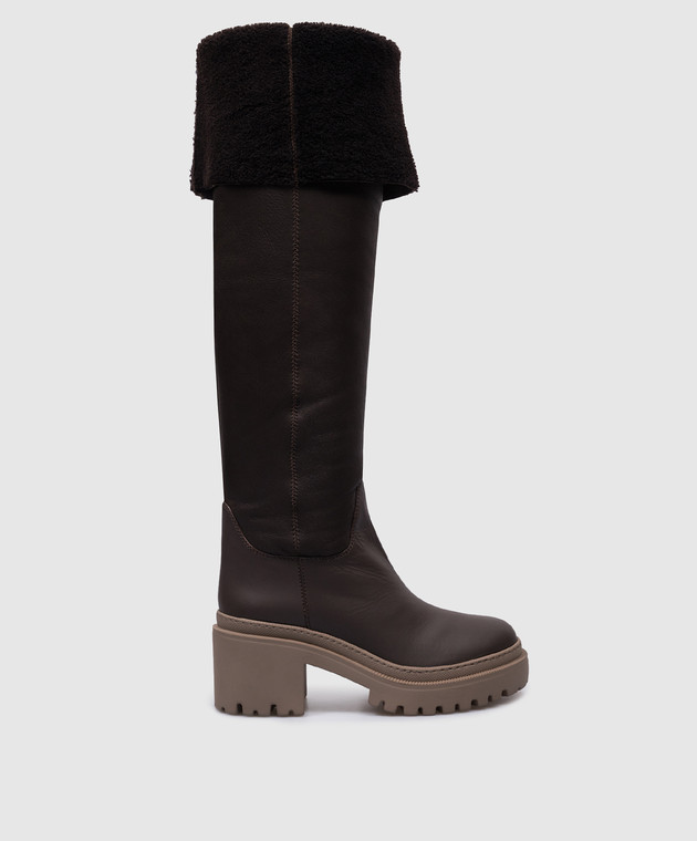 Giuseppe Zanotti Iwona brown leather boots with fur I380009