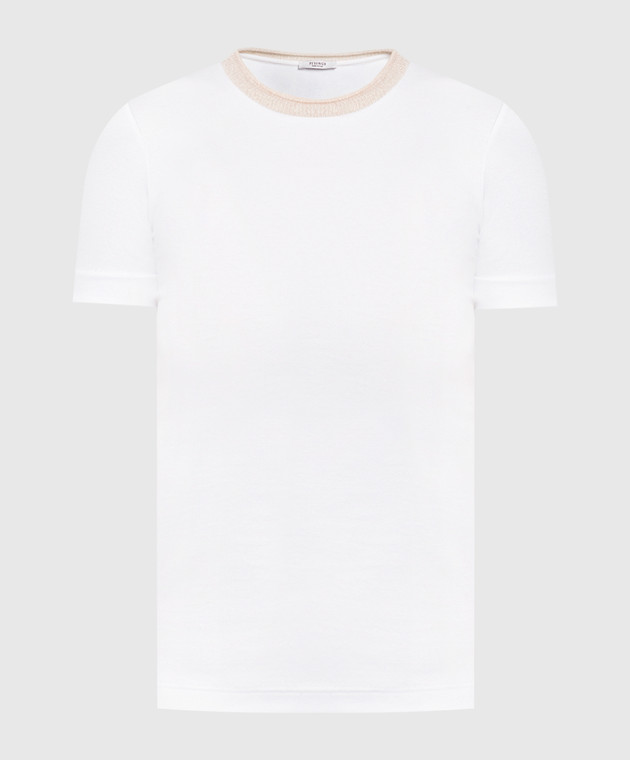 Peserico Біла футболка в рубчик з люрексом S06767J0A5669
