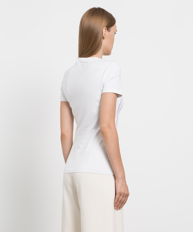 Versace Jeans Couture Біла футболка з голографічним принтом логотип 72HAHP01CJ06P зображення 4