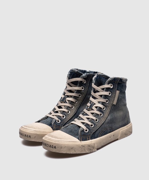 Balenciaga Синие джинсовые кеды Paris с винтажным эффектом 688756W3RCL изображение 2