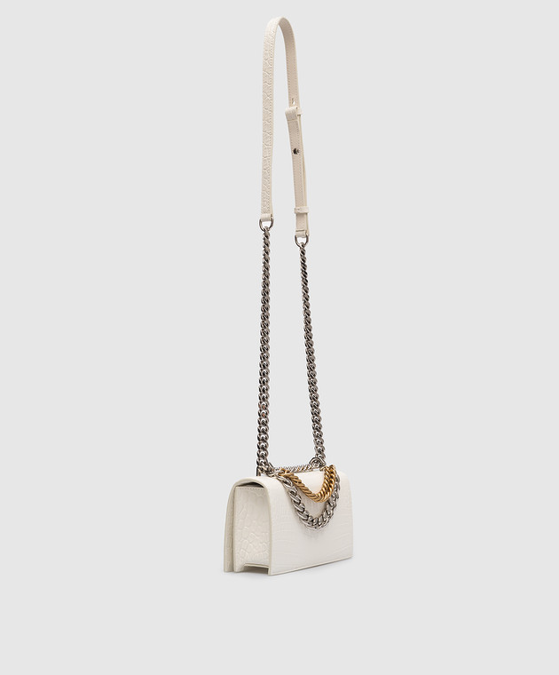 Alexander McQueen Біла шкіряна сумка крос-боді з металевим кастетом 7327931HB02 зображення 3