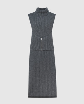 Jil Sander Сіра сукня з вовни в рубчик J02CT0220J14511