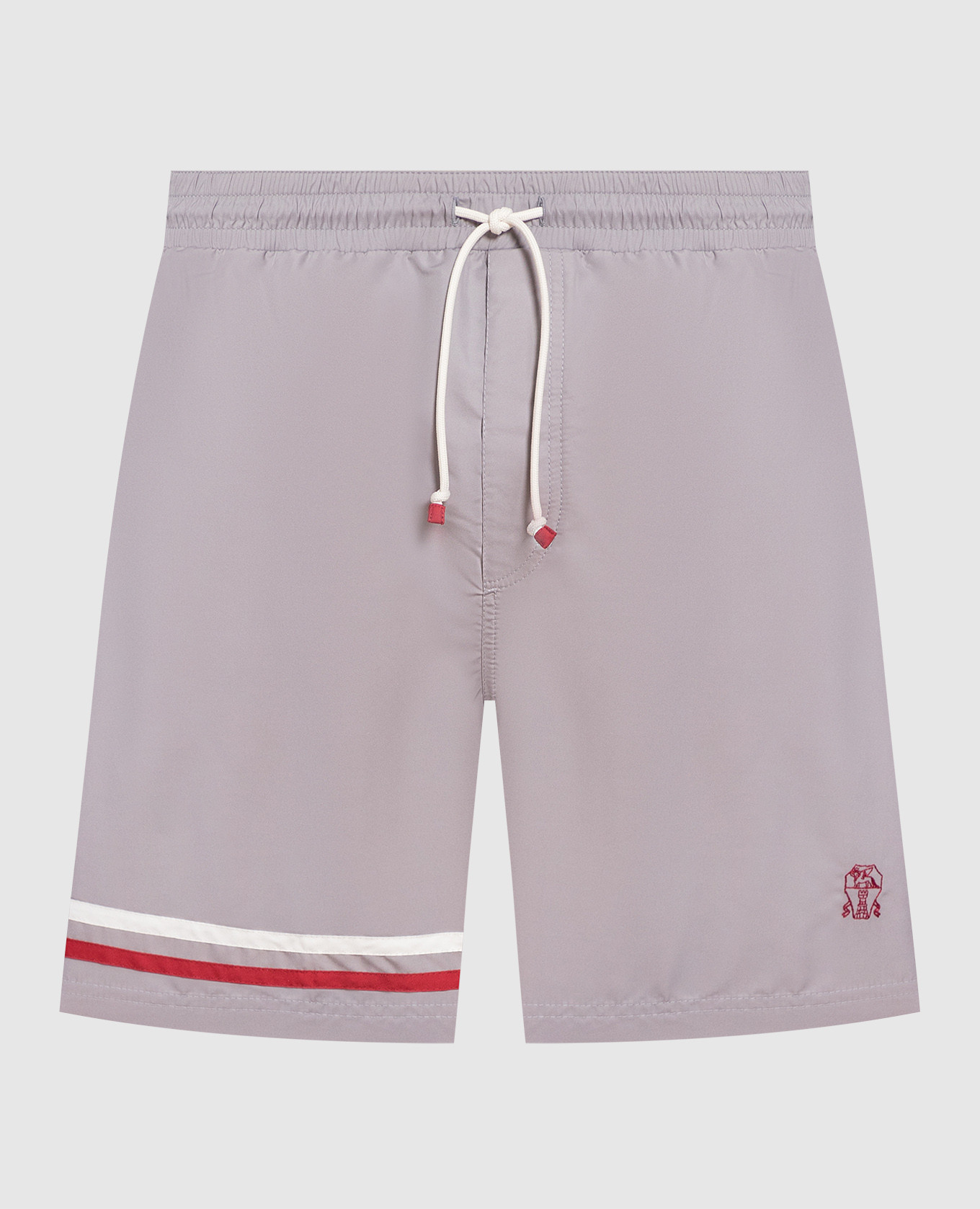 Gray swim shorts with logo embroidery