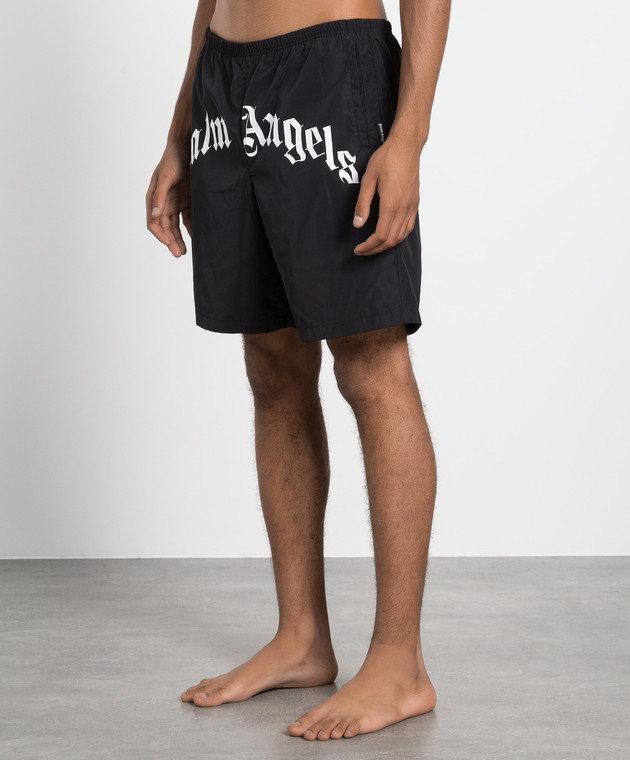 Palm Angels Чорні плавальні шорти з логотип принт. PMFA005C99FAB001 зображення 3