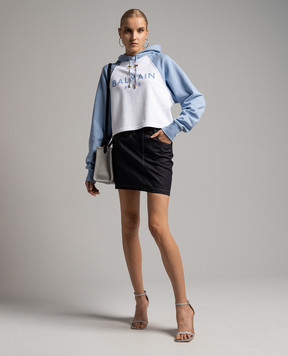 Balmain Блакитне худі з принтом логотипа CF1JP034BB02