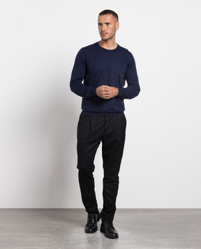 Brunello Cucinelli Синій джемпер з вовни та кашеміру M2400100
