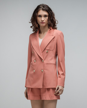 Max Mara Рожевий двобортний жакет Reale з вовни REALE