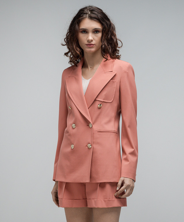 Max Mara Reale pink double-breasted wool jacket REALE image 3