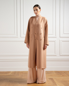Max Mara Бежевое пальто Parsec из шерсти, кашемира и шелка PARSEC