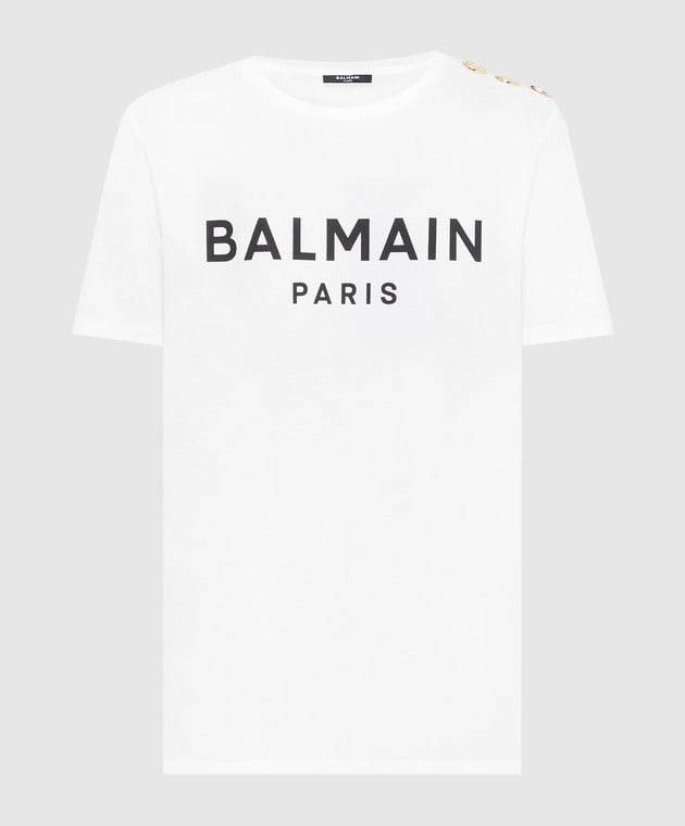 Balmain White t-shirt with logo BF1EF005BB02