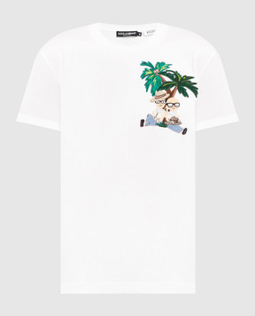 Dolce&Gabbana Белая футболка с аппликацией F8L61ZG7WAP