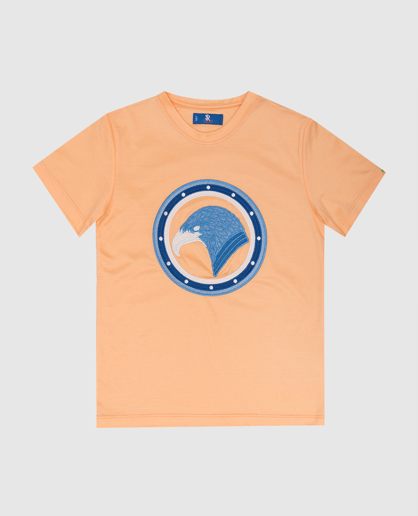 Детская оранжевая футболка с вышивкой логотипа