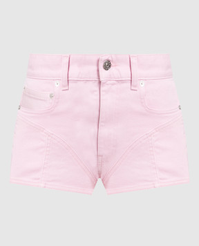 Thierry Mugler Розовые джинсовые шорты с контрастными вставками 22W6PA0365246