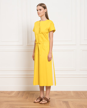 Loro Piana Жовта сукня міді з контрастним оздобленням FAM0871
