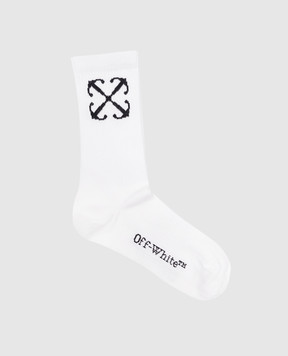 Off-White Білі шкарпетки з візерунком емблеми логотипа Arrow OWRA039C99KNI001