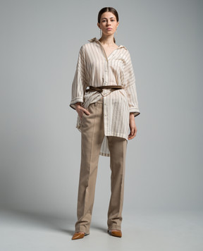 Brunello Cucinelli Коричневі штани з ланцюжком моніль MB416P8587