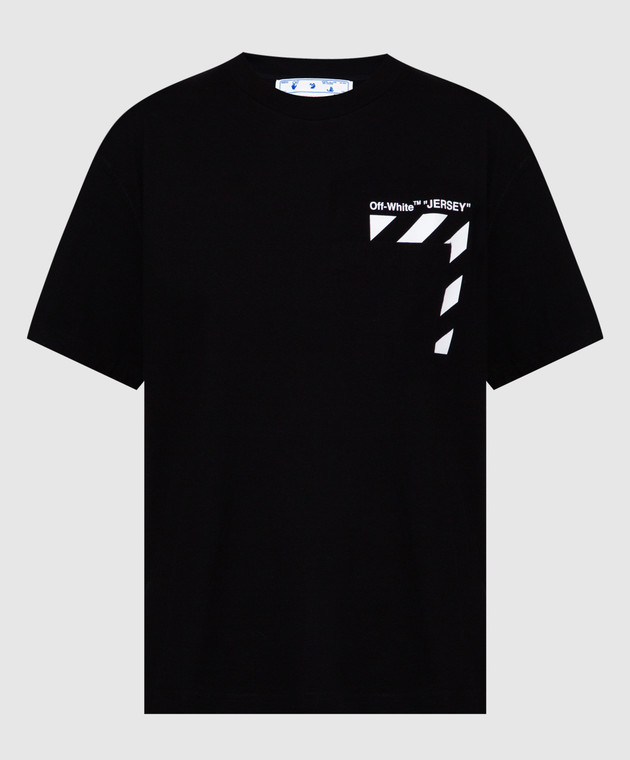 Off-White Чорна футболка з принтом логотипу OWAA102C99JER001