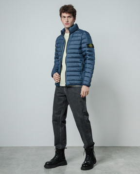 Stone Island Синя пухова куртка з патчем логотипа 801542424