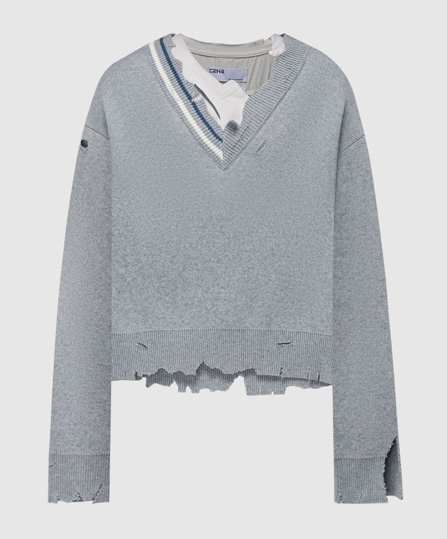 C2H4 Gray pullover with holes R008KW056 buy with Sweden