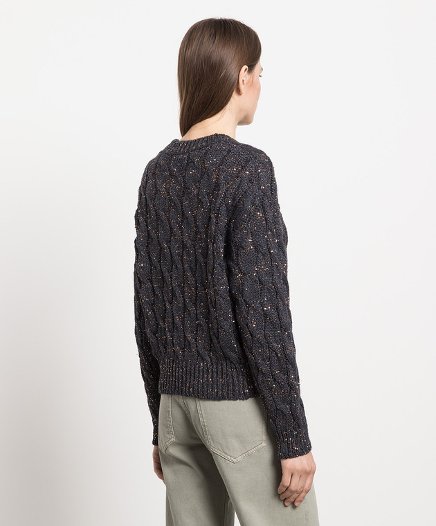 Brunello Cucinelli Blue sweater with sequins MEA358600P image 4