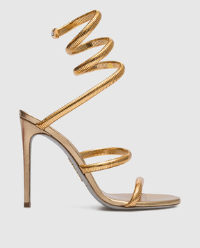 Rene Caovilla Juniper golden sandals with crystal C11628105