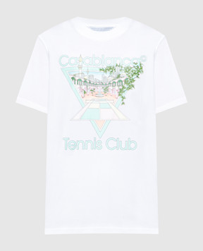Casablanca Біла футболка Tennis Club Icon з органічної бавони з принтом WF23JTS00209