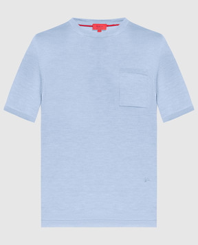 ISAIA Голубая футболка из кашемира и шелка MG8002YP002