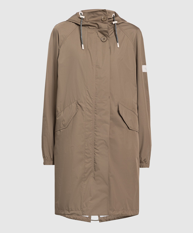 Yves Salomon Army Dark beige raincoat with logo patch 22EFM02690M25W