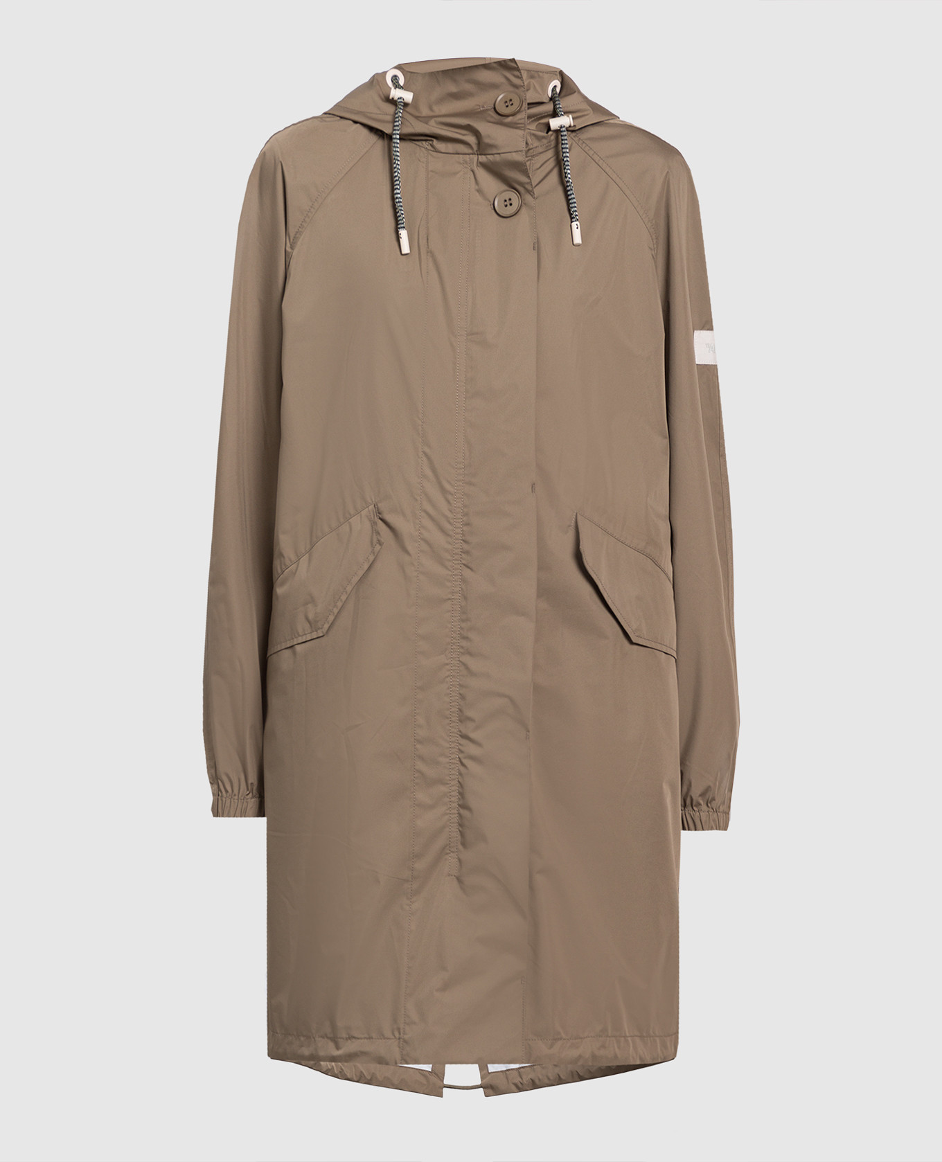 Dark beige raincoat with logo patch