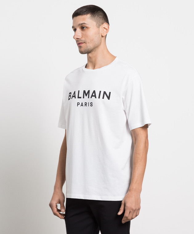 Balmain White t-shirt with logo print AH1EG000BB73 изображение 3