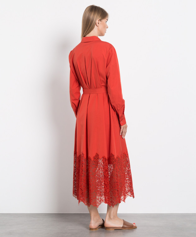 Loro Piana Червона сукня-сорочка міді Carola з мереживом FAM0878 зображення 4