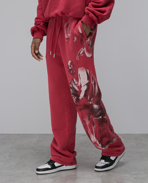 Off-White Бордові спортивні штани з принтом OMCH054F23FLE005