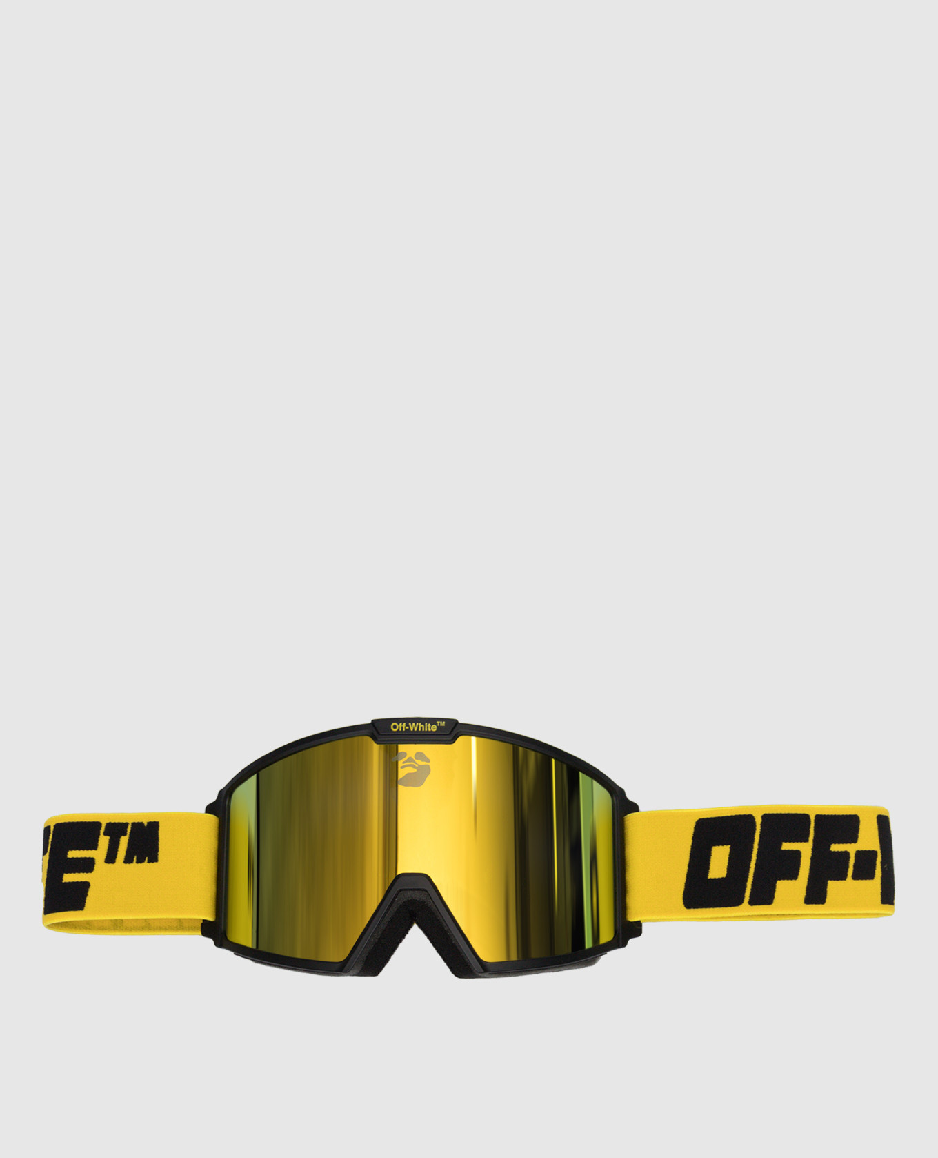 Yellow ski goggles with logo