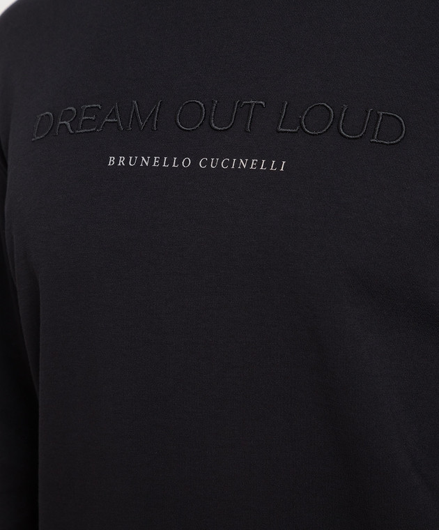 Brunello Cucinelli Чорне худі з вишивкою Dream out loud M0T353451 зображення 5