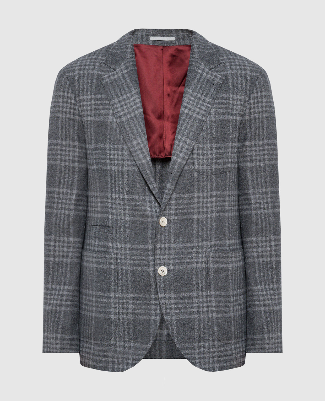 Gray checked wool, silk and cashmere blazer