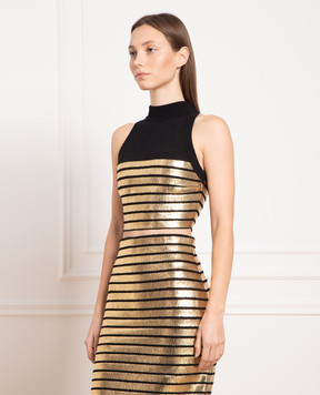 Balmain Черный топ в полоску AF1AB021KD52