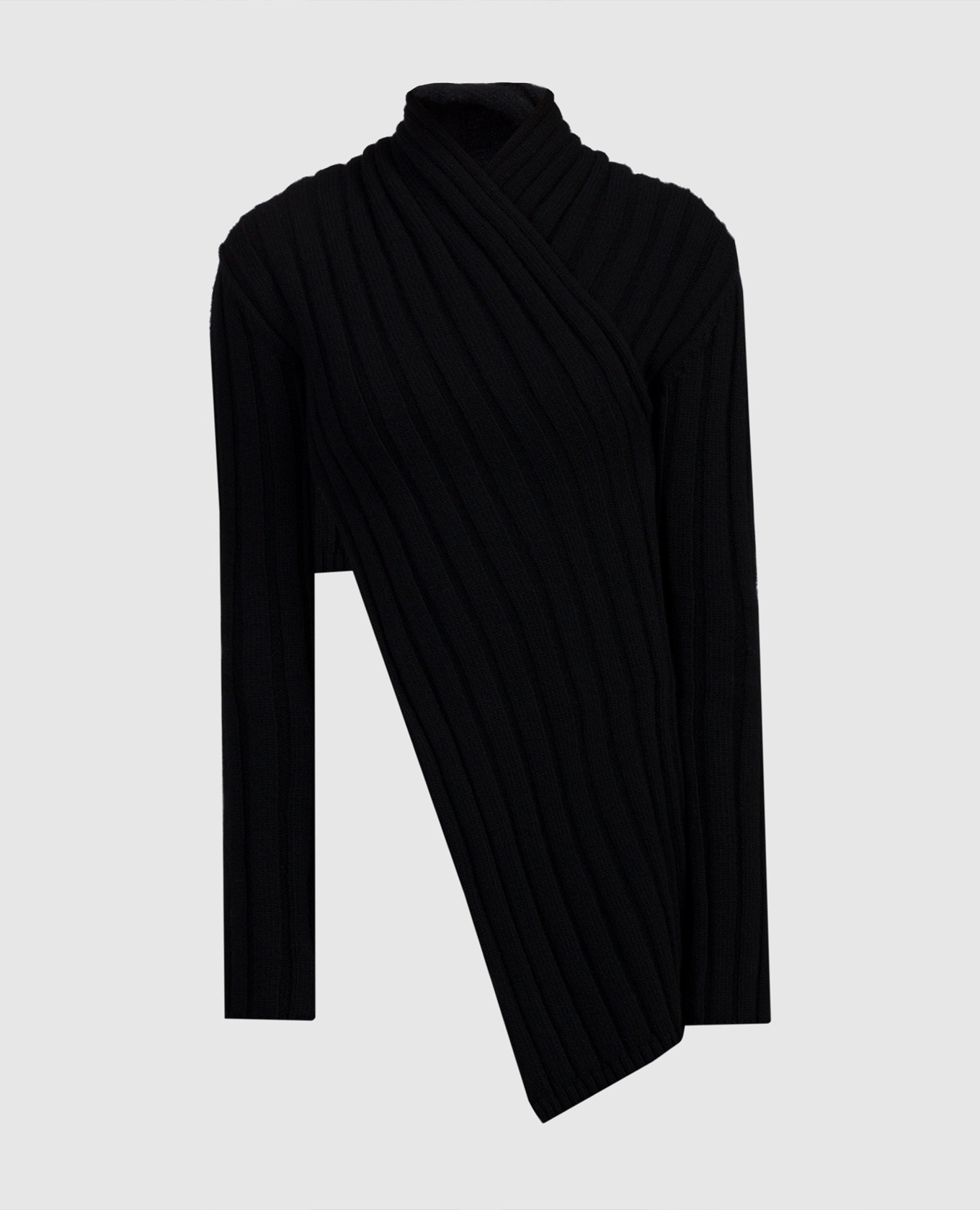 Black top made of wool with slits