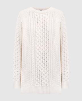 Toteme Белый свитер из шерсти в фактурный узор 234WRTWTP156YA0012