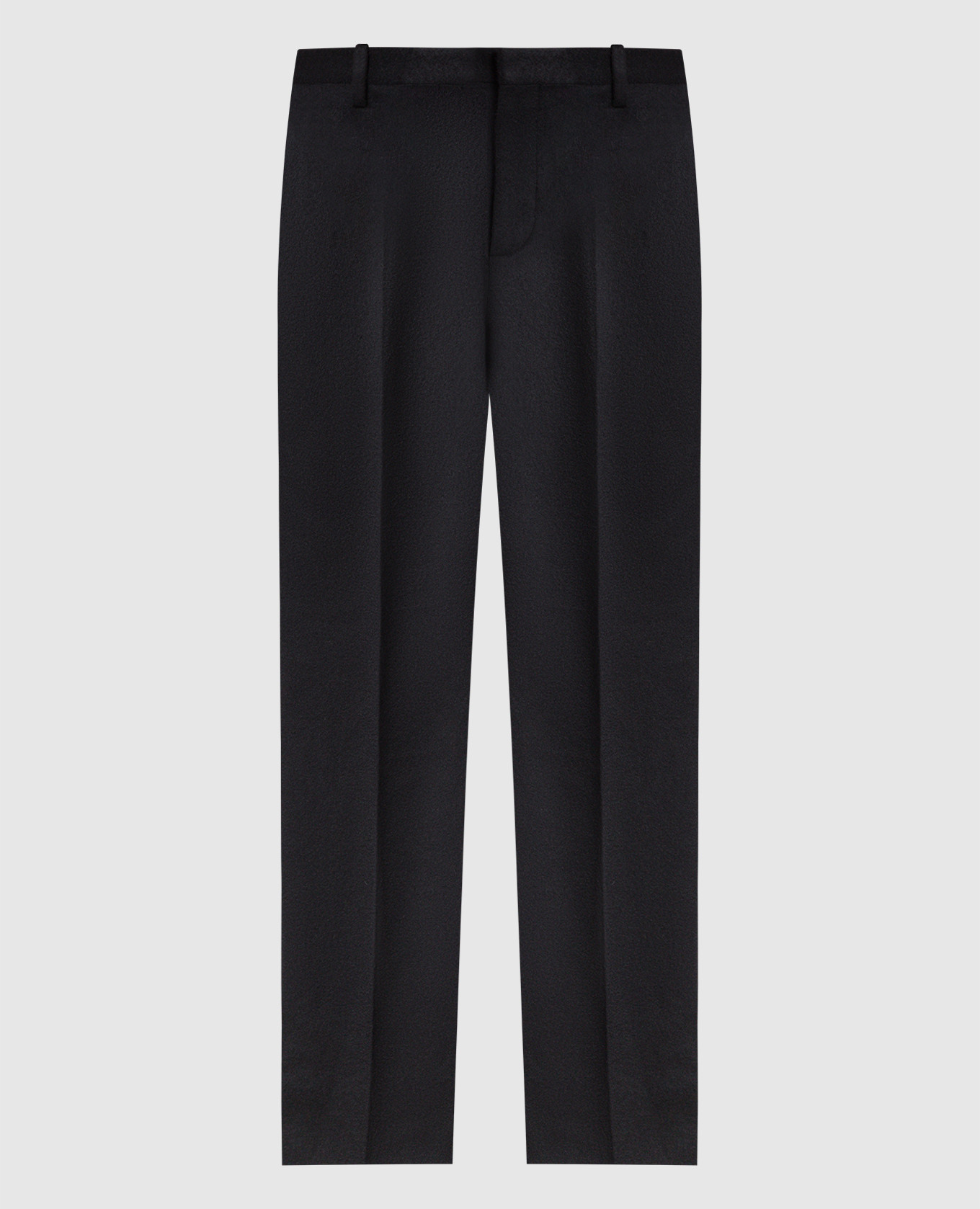 Black cashmere trousers with logo patch