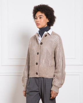 Brunello Cucinelli Коричневий кардиган з паєтками MGP557506P