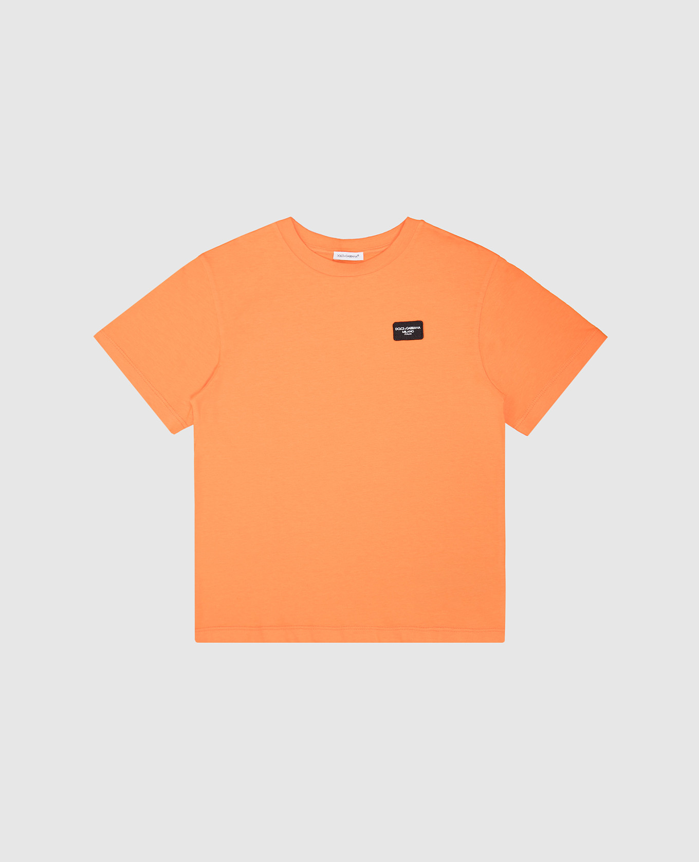 Orangefarbenes Kinder-T-Shirt mit Logo-Aufnäher