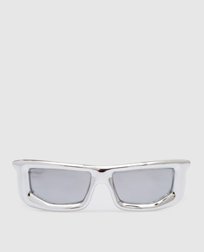 Off-White Серебристые очки Volcanite с эффектом металлик OERI074S23PLA001